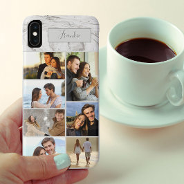 Capa Para iPhone Da Case-Mate Colagem de Fotos Personalizada 7 na Cinza Marble