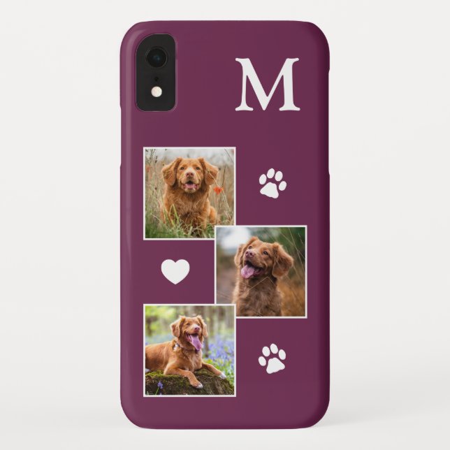 Capa Para iPhone, Case-Mate Colagem de Fotos Pet Monograma Moderno Monograma M (Verso)