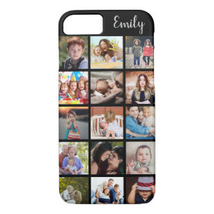 Capa iPhone 8/7 Colagem e nome personalizados de fotos da família