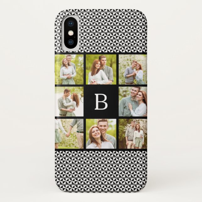 Capa Para iPhone, Case-Mate Colagem monograma feito sob encomenda preto & (Verso)