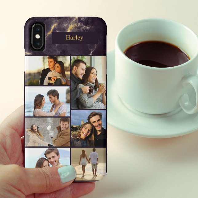 Capa Para iPhone, Case-Mate Colagem personalizada de 7 fotos no mármore escuro (Criador carregado)