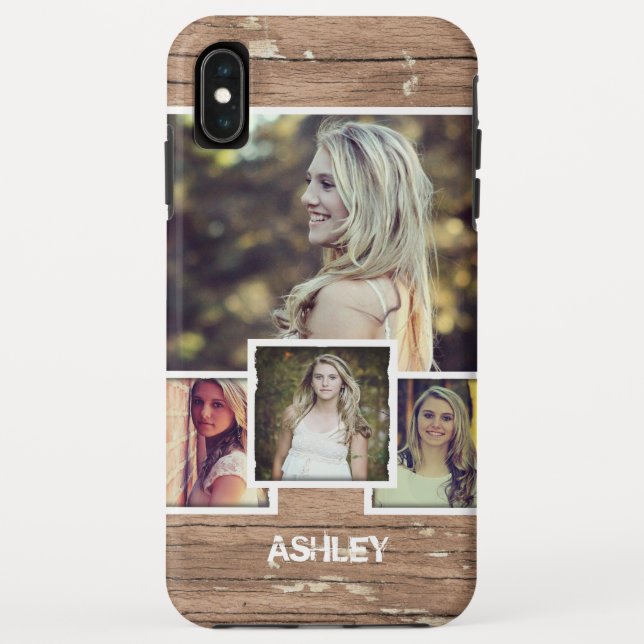 Capa Para iPhone, Case-Mate Colagem rústica da foto da moldura para retrato do (Verso)