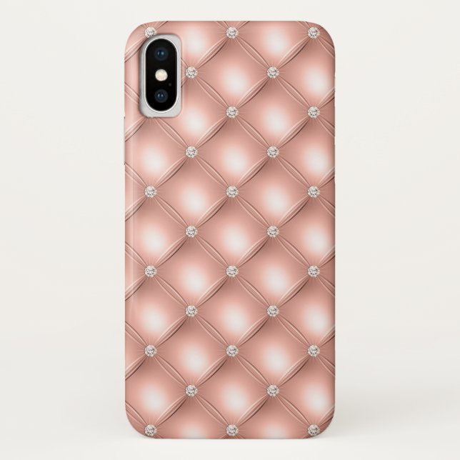 Capa Para iPhone, Case-Mate Colcha Diamante Brilhante Rosa Dourado Luxo (Verso)