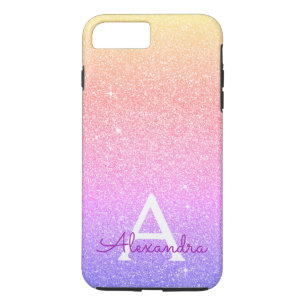Capa iPhone 8 Plus/7 Plus Coletor de Pastas Rosa e Monograma de Faíscas