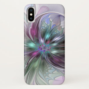 Capa Para iPhone X Colorida Fantasy Abstrato Moderna Flor Fractal