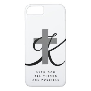 Capa iPhone 8/7 Com deus todas as coisas são cruz cristã possível