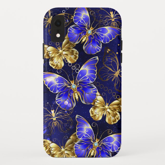 Capa Para iPhone, Case-Mate Composição com borboletas de safira (Verso)