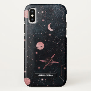 Capa Para iPhone Da Case-Mate Constelações Douradas rosa Monograma do Espaço E