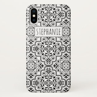 Capa Para iPhone Da Case-Mate Cor damasco e nome preto e branco