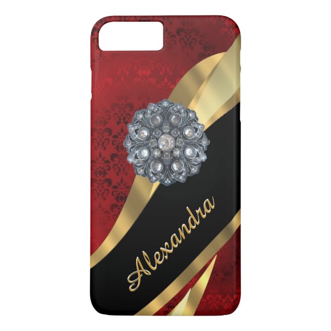 Capa Para iPhone, Case-Mate Cor damasco vermelha elegante bonito personalizada (Verso)
