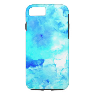Capa Para iPhone Da Case-Mate Cor-de-água pintada de mão azul-moderna de verão