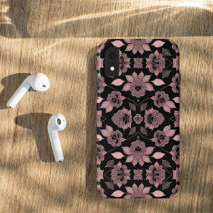 Capa Para iPhone Da Case-Mate Cor-de-rosa elegante em renda preta em estilo vint