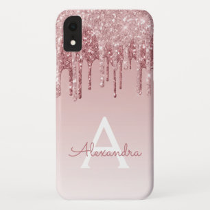 Capa Para iPhone Da Case-Mate Cor-de-rosa pincelado - Monograma com brilho de fa