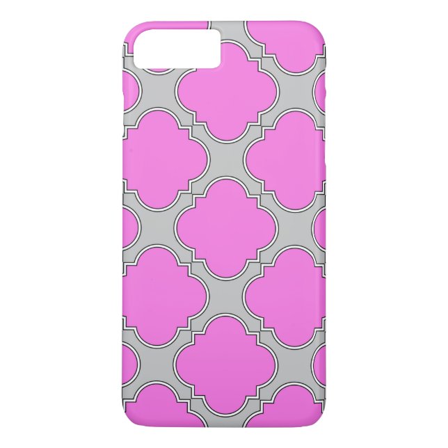 Capa Para iPhone, Case-Mate Cor-de-rosa-quatrefoil e cinzas (Verso)