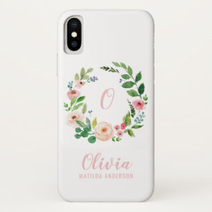 Capa Para iPhone Da Case-Mate Cora a grinalda floral da aguarela cor-de-rosa