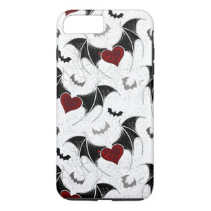Capa iPhone 8 Plus/7 Plus Coração de Halloween com asas de morcego pretas