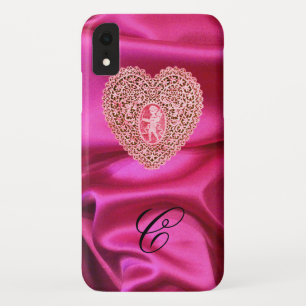 CAPA PARA iPhone DA Case-Mate CORAÇÃO DE RENDADO DE CUPIDO SEDA ROSA FUCHSIA TEC