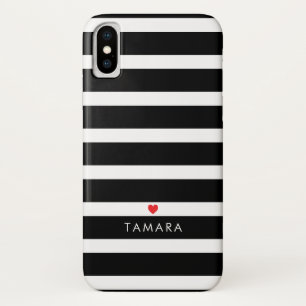 Capa Para iPhone Da Case-Mate Coração Personalizada e Stripes Negras