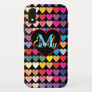 Capa Para iPhone Da Case-Mate Corações Coloridos do Arco-Íris Personalizados
