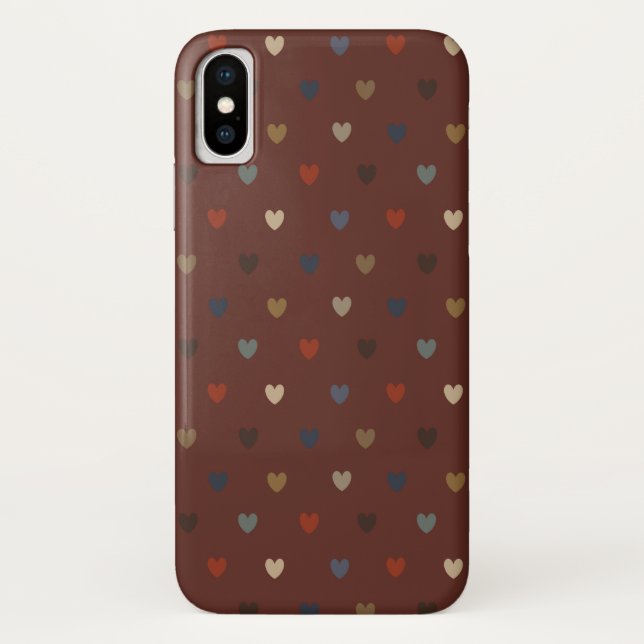 Capa Para iPhone, Case-Mate Corações de bolinhas em marrom kilim (Verso)