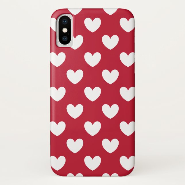 Capa Para iPhone, Case-Mate Corações de bolinhas vermelhos e brancos (Verso)