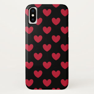 Capa Para iPhone Da Case-Mate Corações de bolinhas vermelhos no preto