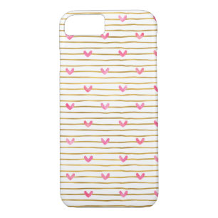 Capa Para iPhone Da Case-Mate Corações e faixas Douradas, cor-de-rosa