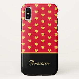 Capa Para iPhone Da Case-Mate Corações ouros em vermelho e caligrafia em preto