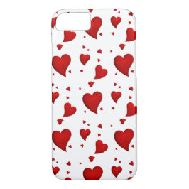 Capa iPhone 8/7 Corações vermelhos em branco