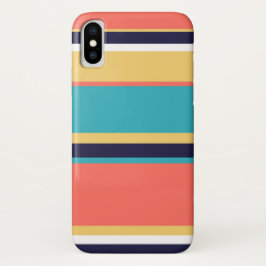 Capa Para iPhone Da Case-Mate Coral vivo, listras azuis e amarelas