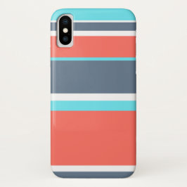 Capa Para iPhone Da Case-Mate Coral vivo, listras azuis e cinzas