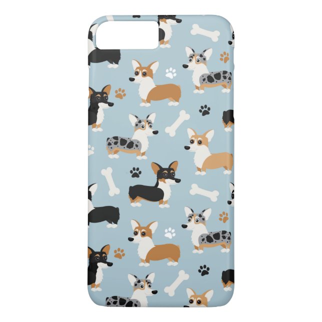 Capa Para iPhone, Case-Mate Corgi - Padrão Azul (Verso)