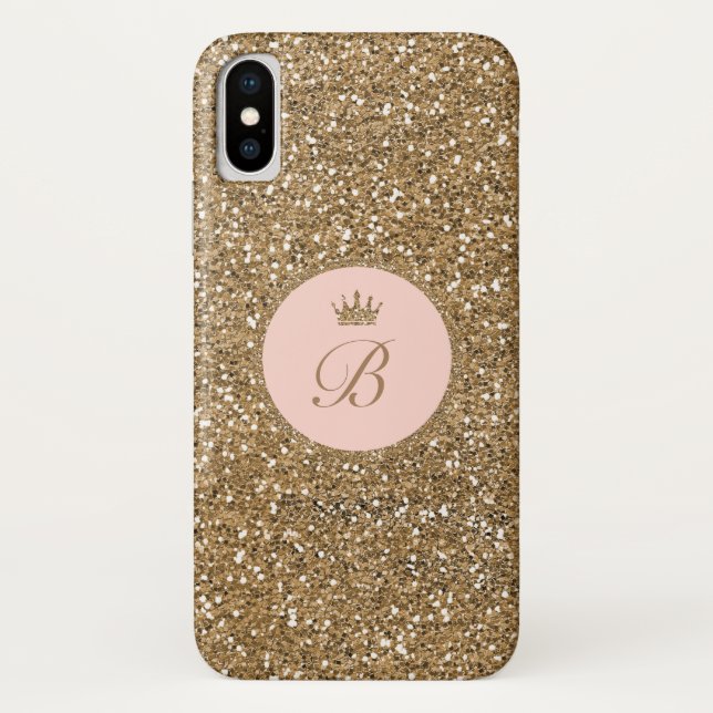 Capa Para iPhone, Case-Mate Coroa de Princesa Brilho Rosa Dourado Meninas Mono (Verso)