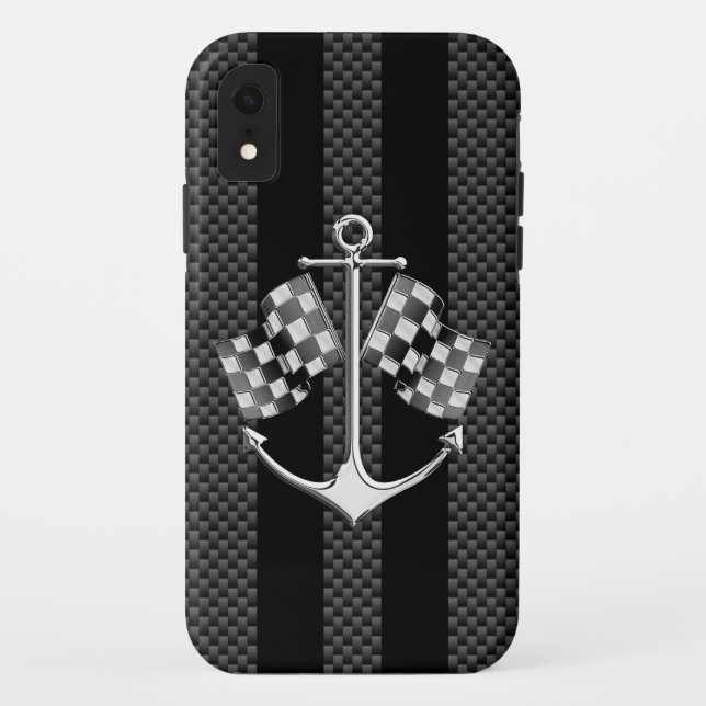 Capa Para iPhone, Case-Mate Corrida de Barcos Náutica em Estilo de Carbono (Verso)