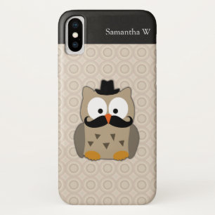 Capa Para iPhone X Coruja com bigode e chapéu