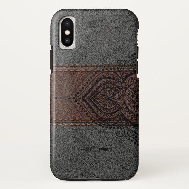 Capa Para iPhone, Case-Mate Couro castanho e Cinza com destaque para cadeiras  (Verso)