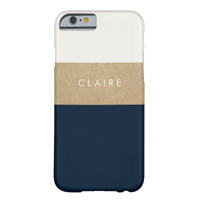 Capa Para iPhone, Case-Mate Couro Dourado e marinho azul (Verso)