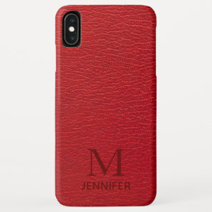 Capa Para iPhone Da Case-Mate Couro Monograma Texturizado Vermelho Nome Personal