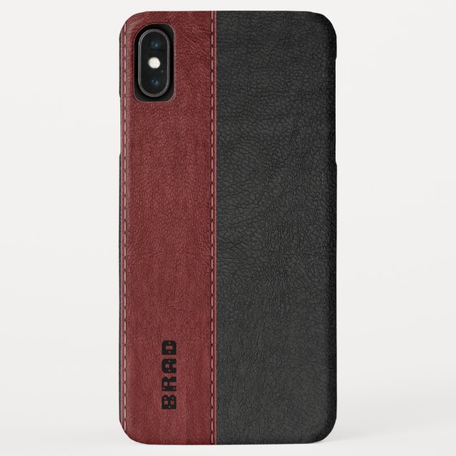 Capa Para iPhone, Case-Mate Couro Negra Masculina e Couro Negra Vermelha (Verso)