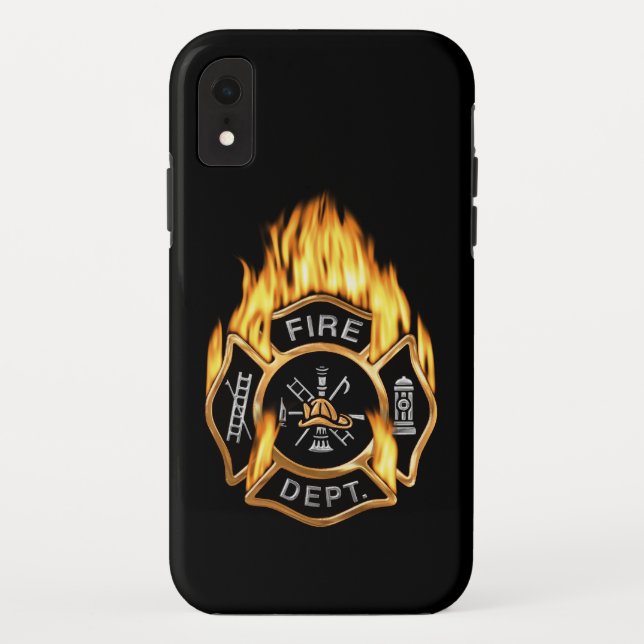 Capa Para iPhone, Case-Mate Crachá Dourado flamejante do departamento dos (Verso)
