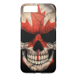 Capa iPhone 8 Plus/7 Plus Crânio canadense da bandeira no preto