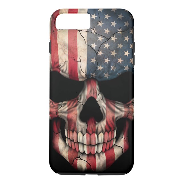 Capa Para iPhone, Case-Mate Crânio da bandeira americana no preto (Verso)
