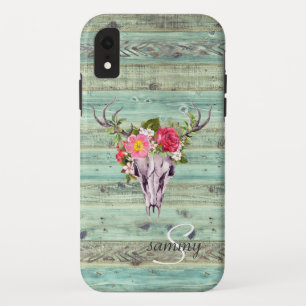 Capa Para iPhone Da Case-Mate Crânio de Veado de Madeira Turquesa Ocidental Rúst