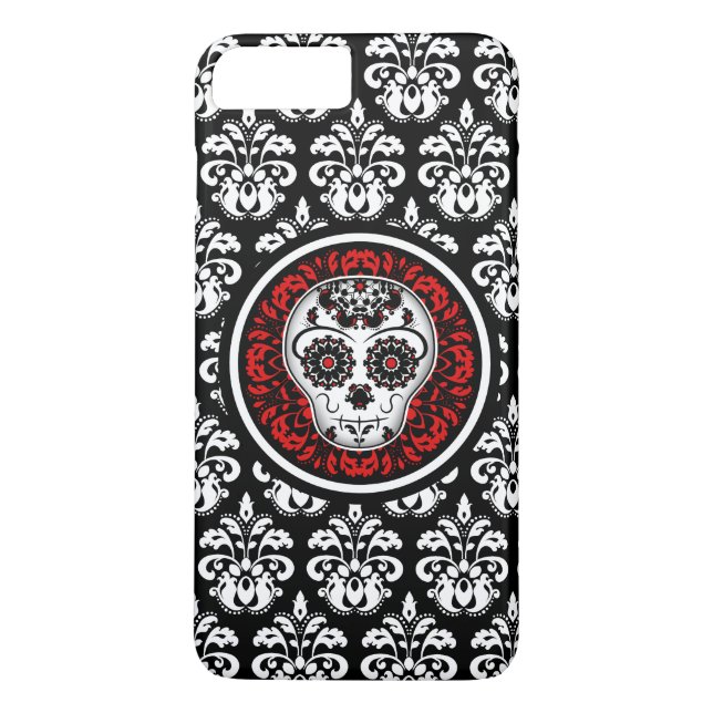 Capa Para iPhone, Case-Mate Crânio decorativo do açúcar com damasco (Verso)