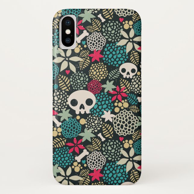 Capa Para iPhone, Case-Mate Crânio nas flores (Verso)