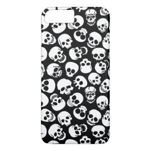 Capa iPhone 8 Plus/7 Plus Crânios no teste padrão preto do fundo