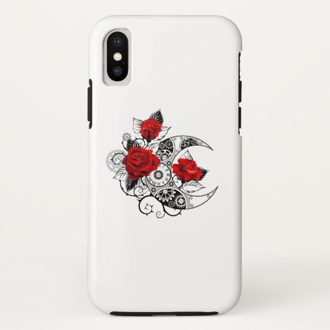Capa Para iPhone, Case-Mate Crescente Mecânico com Rosas vermelhas (Verso)