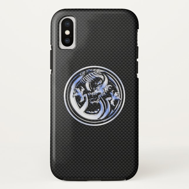 Capa Para iPhone, Case-Mate Cromo como Dragão Crest Fibra de Carbono Impressão (Verso)