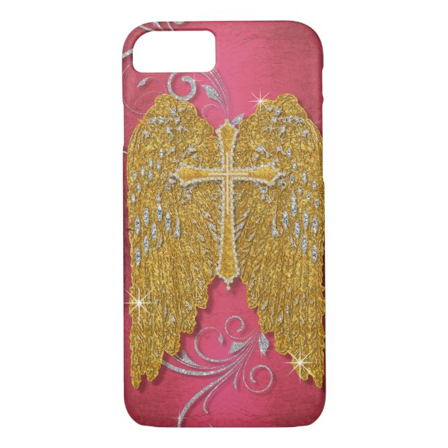 Capa Para iPhone, Case-Mate Cruz w Glitter Diamond Jewel Olhar Anjos (Verso)