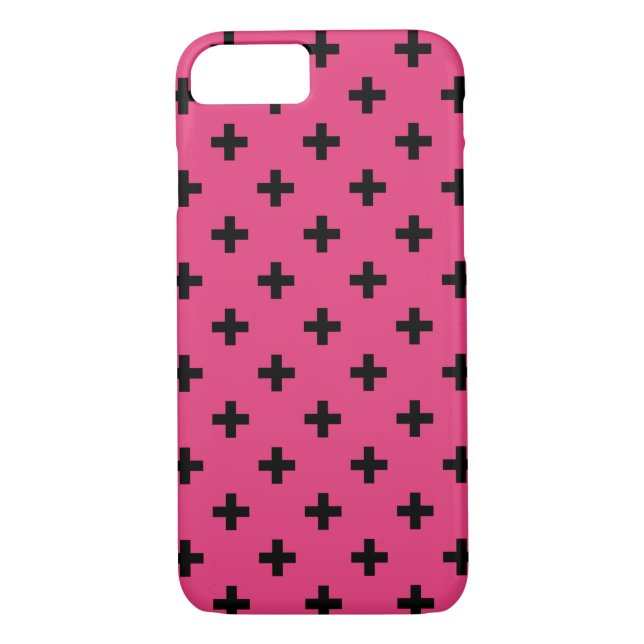 Capa Para iPhone, Case-Mate Cruzes de polca negra em fuchsia (Verso)